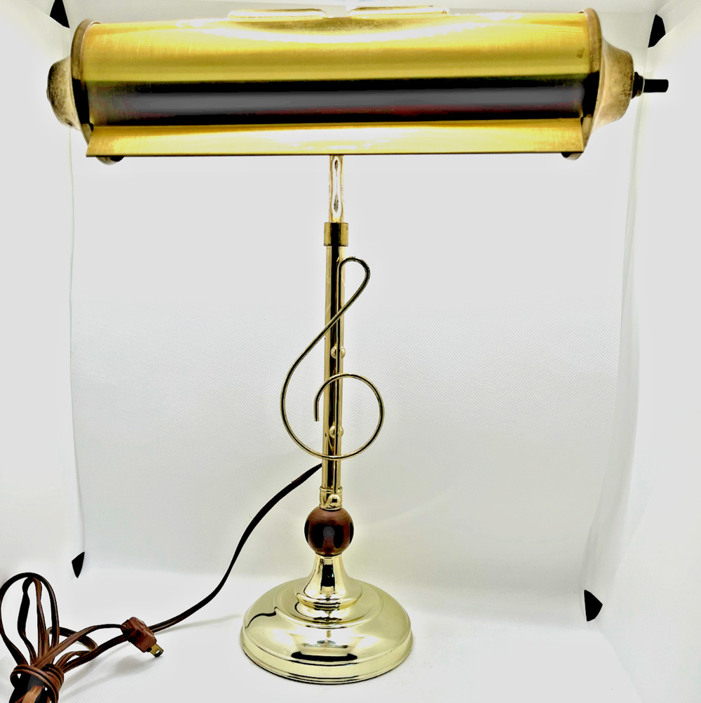 Vintage Brass Treble Clef Piano Lamp MCM Hollywood Regency Music Desk Lamp RARE